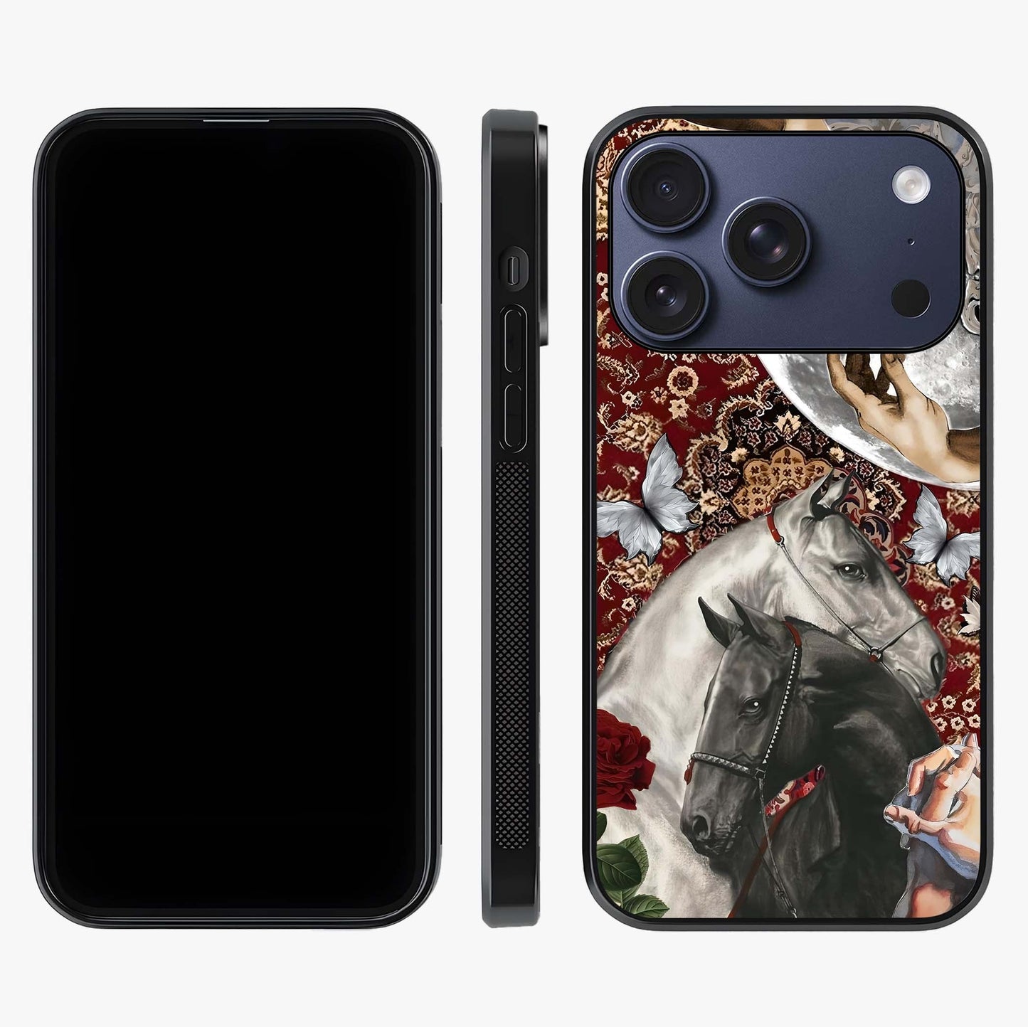 Moonlit Royal Stallion Glass Case displayed upright for full design visibility and premium finish.