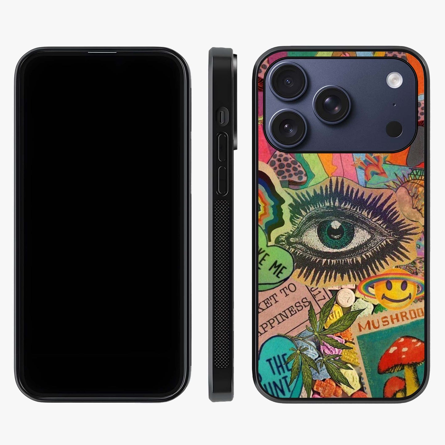 Mystic Eye Wonderland Glass Case displayed upright for full design visibility and premium finish.