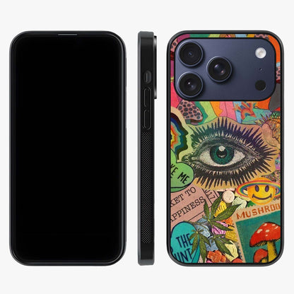 Mystic Eye Wonderland Glass Case displayed upright for full design visibility and premium finish.