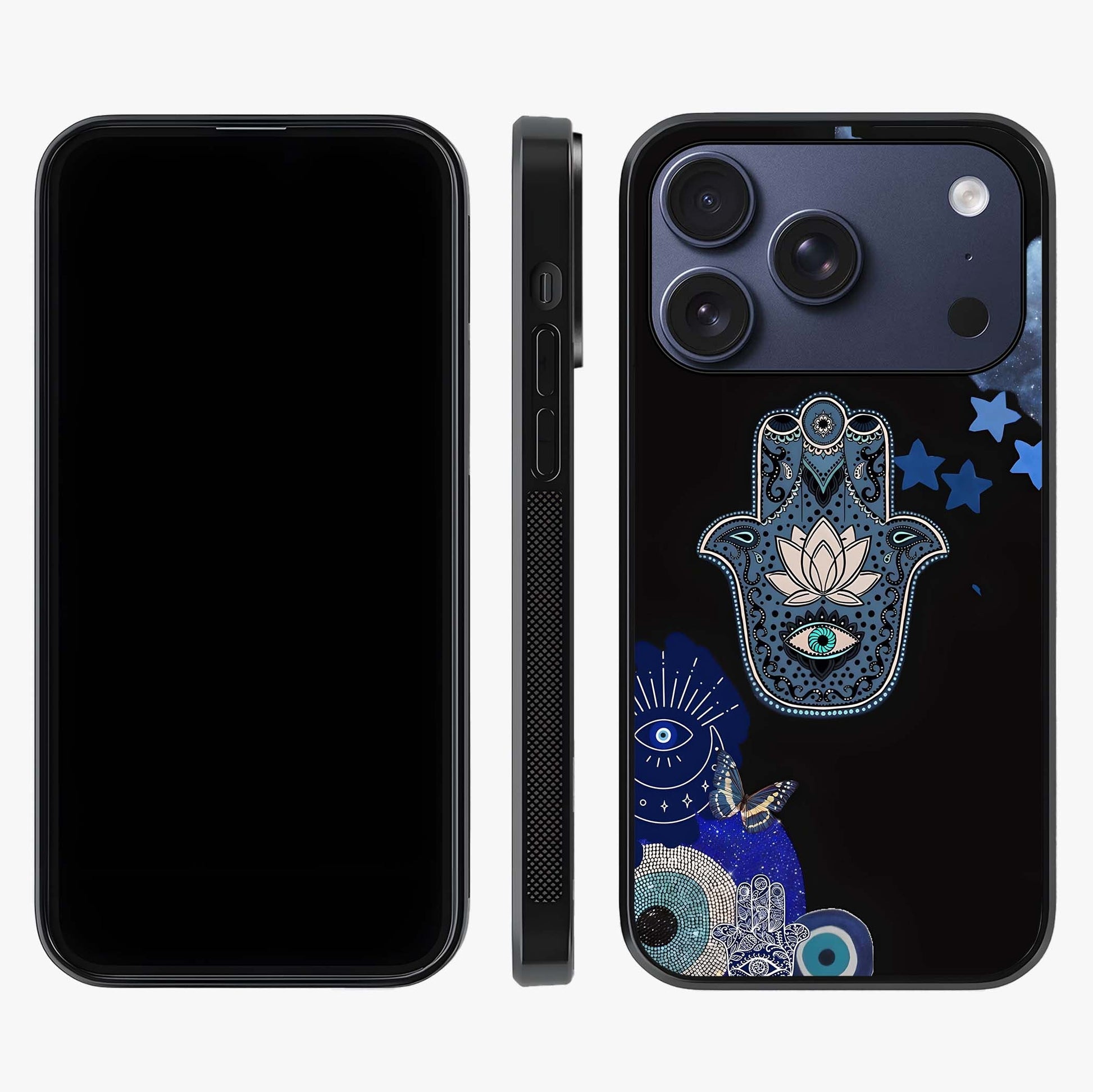 Mystic Hand Aura Glass Case displayed upright for full design visibility and premium finish.