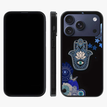 Mystic Hand Aura Glass Case displayed upright for full design visibility and premium finish.