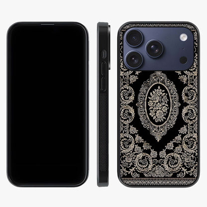 Noir Bloom Elegance Glass Case displayed upright for full design visibility and premium finish.