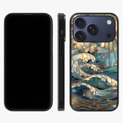 Oceanic Stained Printed Glass Case displayed upright for full design visibility and premium finish.