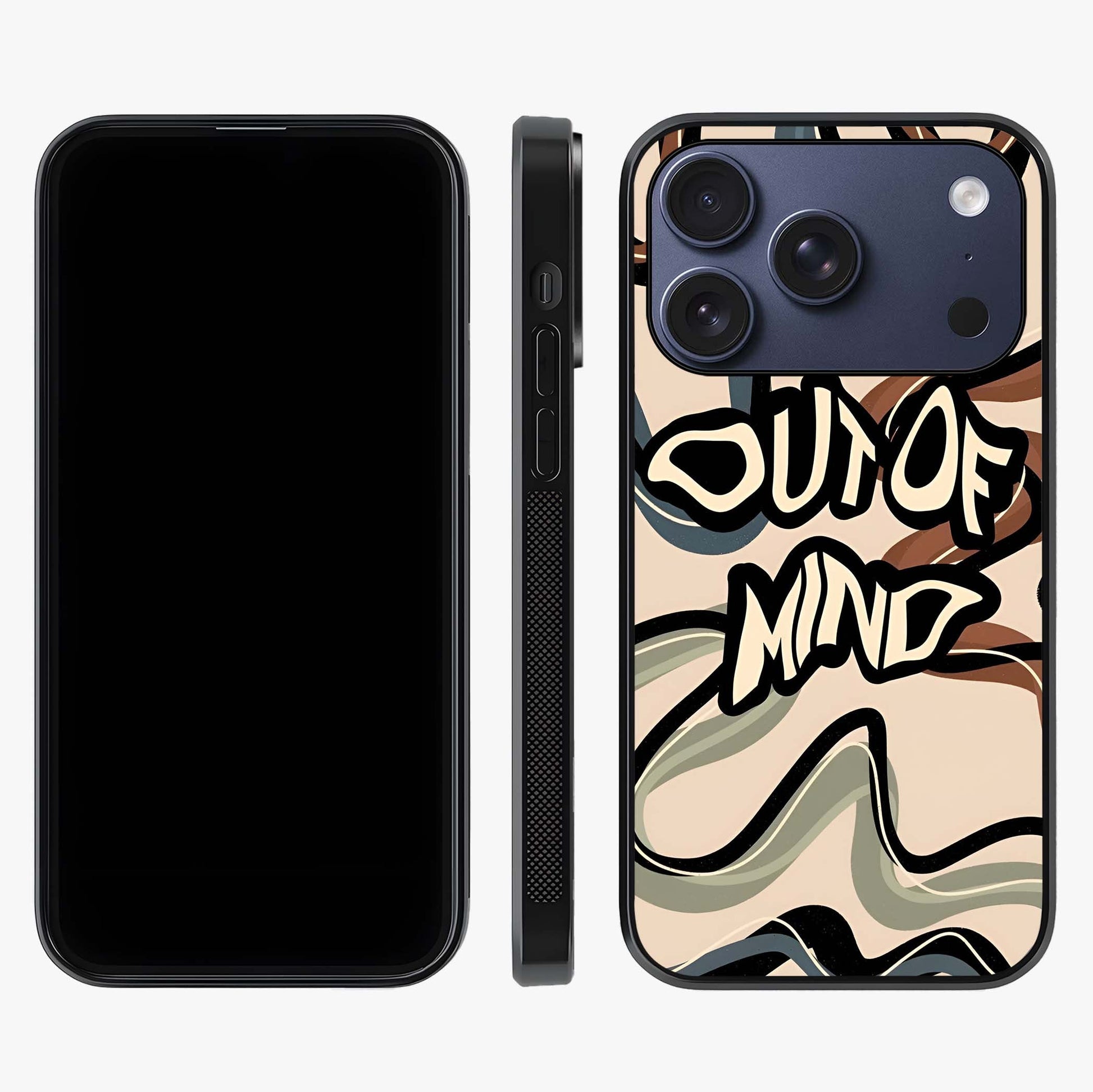 Out Of Mind Glass Case displayed upright for full design visibility and premium finish.