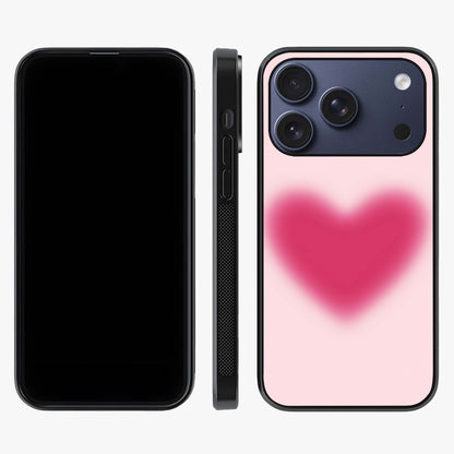 Pink Aura Heart Glass Case displayed upright for full design visibility and premium finish.