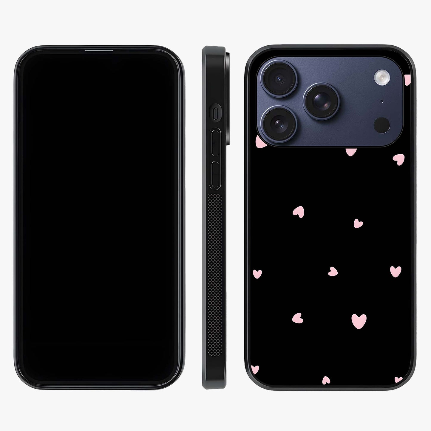 Pink Love Drops Glass Case displayed upright for full design visibility and premium finish.
