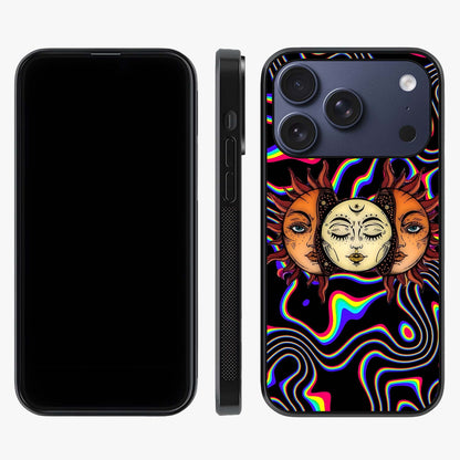 Psychedelic Sun Glass Case displayed upright for full design visibility and premium finish.