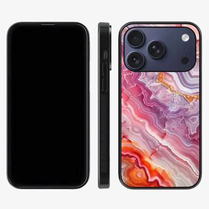 Rose Quartz Marble Glass Case displayed upright for full design visibility and premium finish.