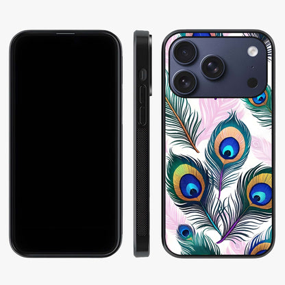 Royal Peacock Feathers Glass Case displayed upright for full design visibility and premium finish.