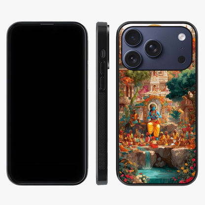 Sacred Sunlight Gods Glass Case displayed upright for full design visibility and premium finish.