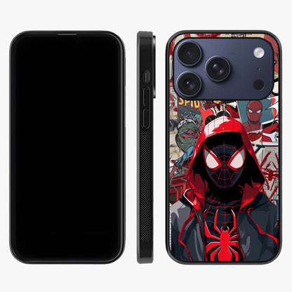Spider Collage Street Glass Case displayed upright for full design visibility and premium finish.
