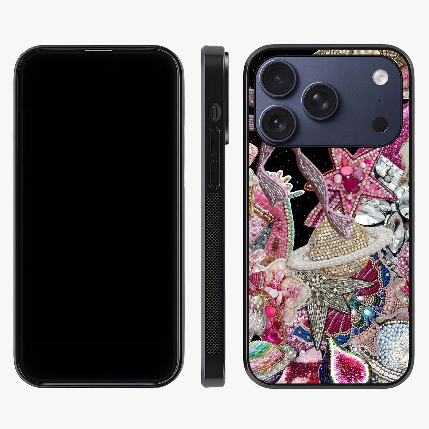 Starlit Jewel Dream Glass Case displayed upright for full design visibility and premium finish.