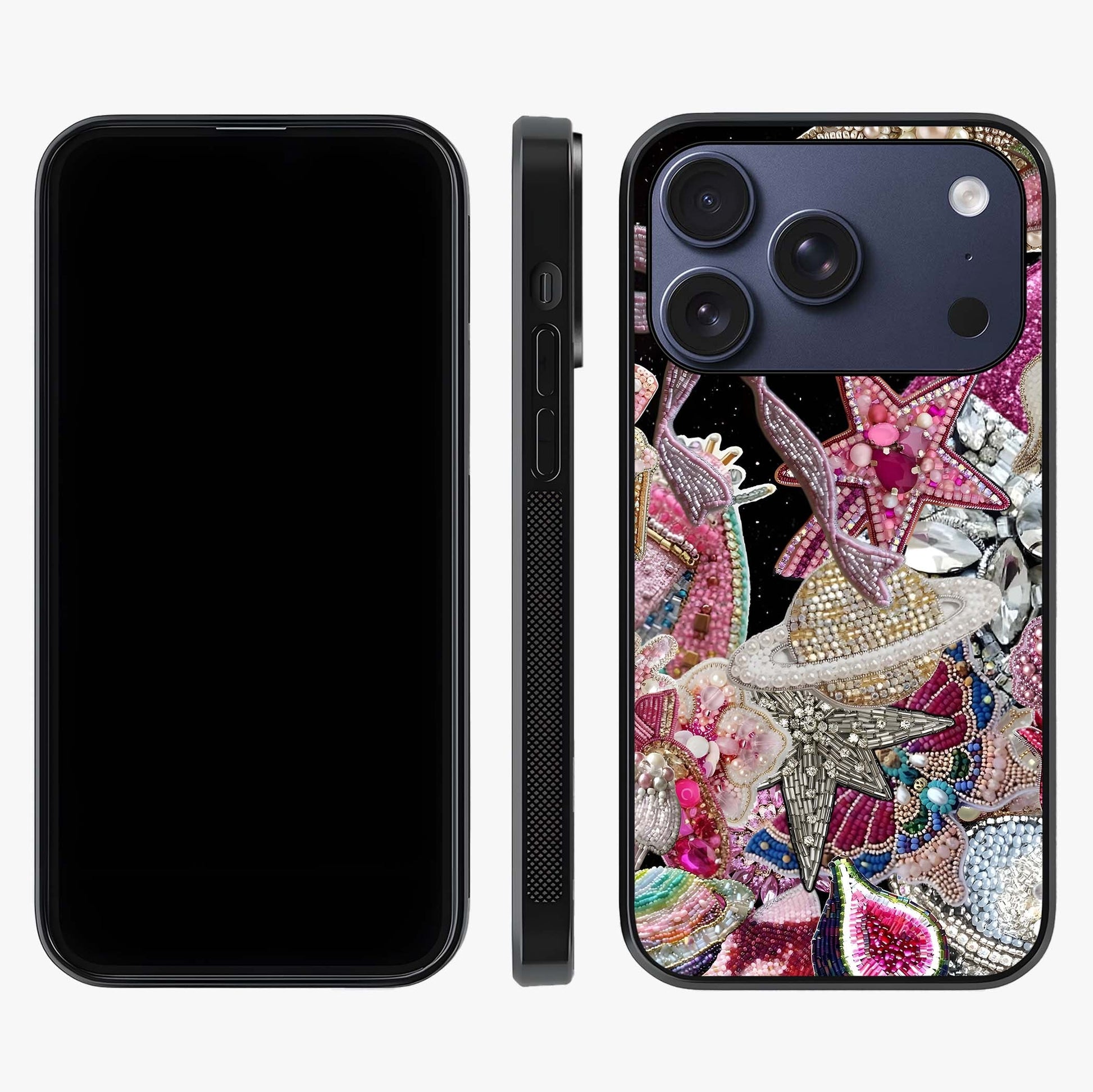 Starlit Jewel Dream Glass Case displayed upright for full design visibility and premium finish.