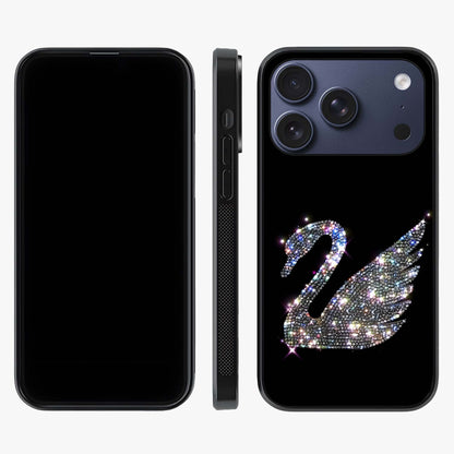 Starlit Swan Grace Glass Case displayed upright for full design visibility and premium finish.