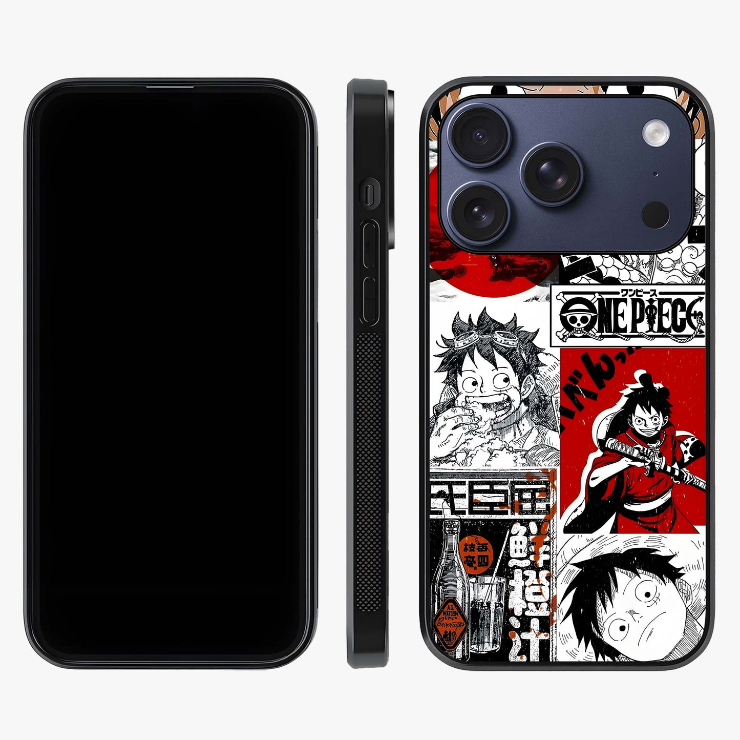 Strawhat Chaos Panels Glass Case displayed upright for full design visibility and premium finish.