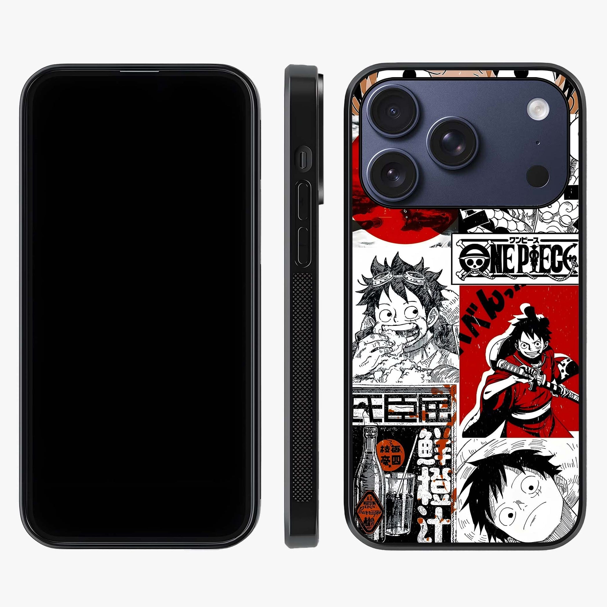 Strawhat Chaos Panels Glass Case displayed upright for full design visibility and premium finish.