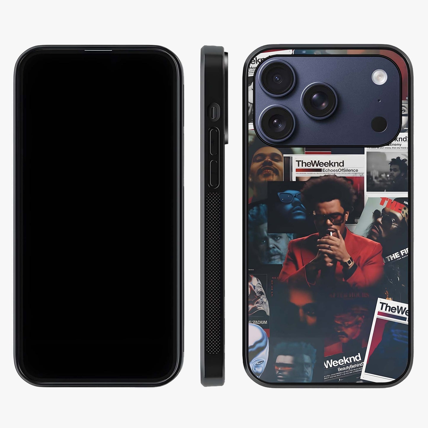 The Weeknd Glass Case displayed upright for full design visibility and premium finish.