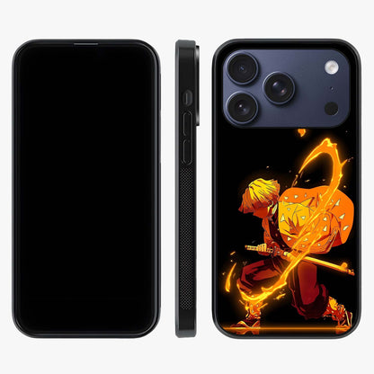 Thunder Flame Execution Glass Case displayed upright for full design visibility and premium finish.