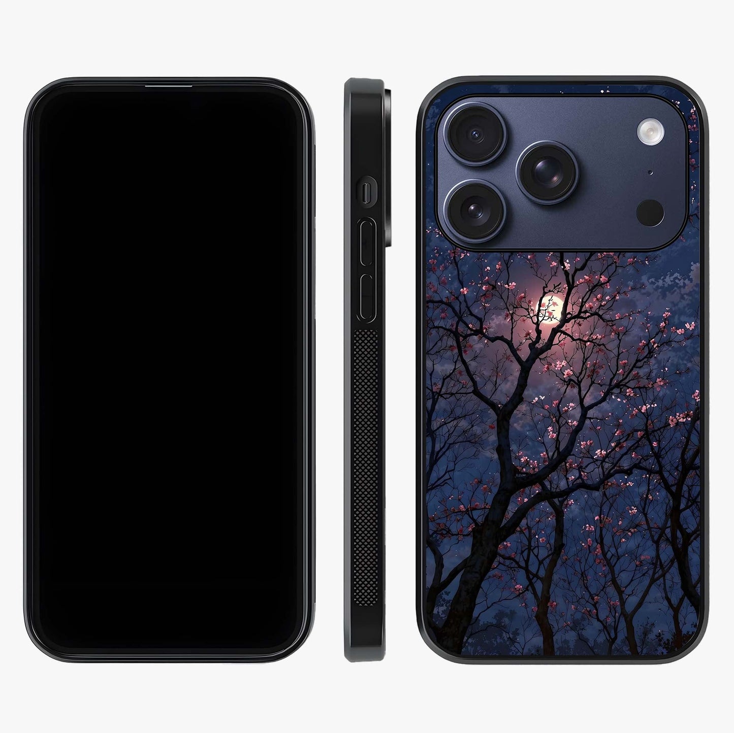 Twilight Sakura Serenade Glass Case displayed upright for full design visibility and premium finish.