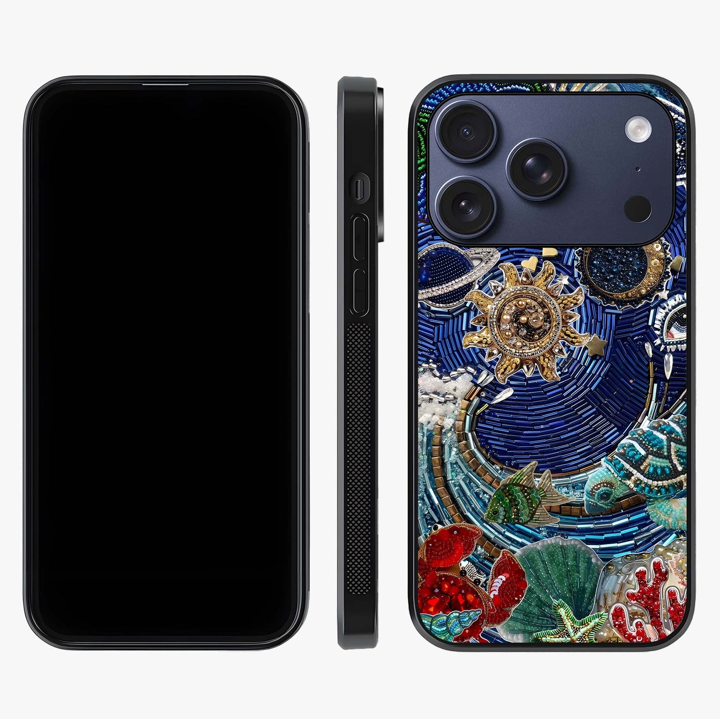 Universe Underwater Spark Glass Case displayed upright for full design visibility and premium finish.