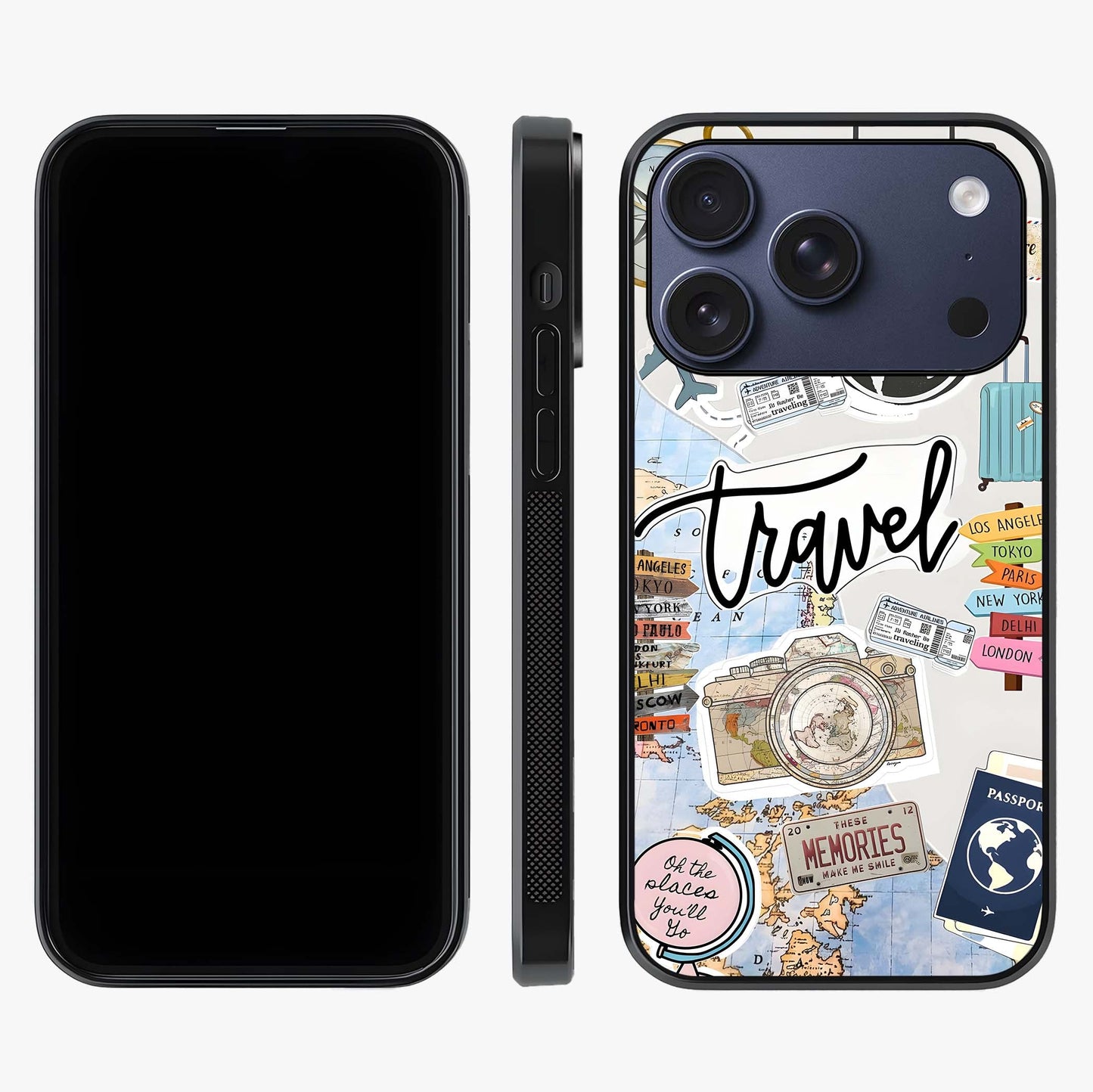 Wanderlust Journal Glass Case displayed upright for full design visibility and premium finish.