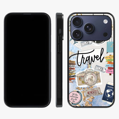 Wanderlust Journal Glass Case displayed upright for full design visibility and premium finish.