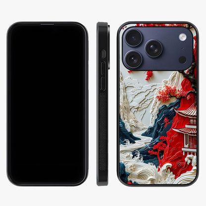 Whispers Of Sakura Waves Glass Case displayed upright for full design visibility and premium finish.