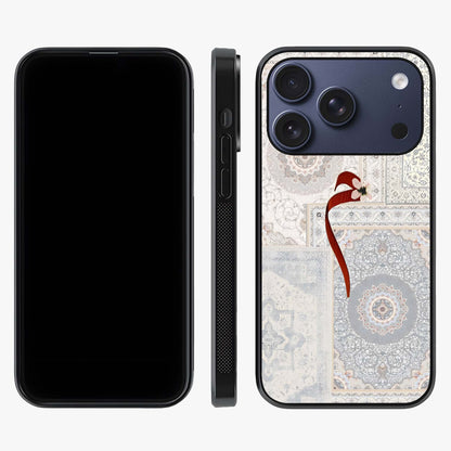 White Aesthetic Bow Glass Case displayed upright for full design visibility and premium finish.