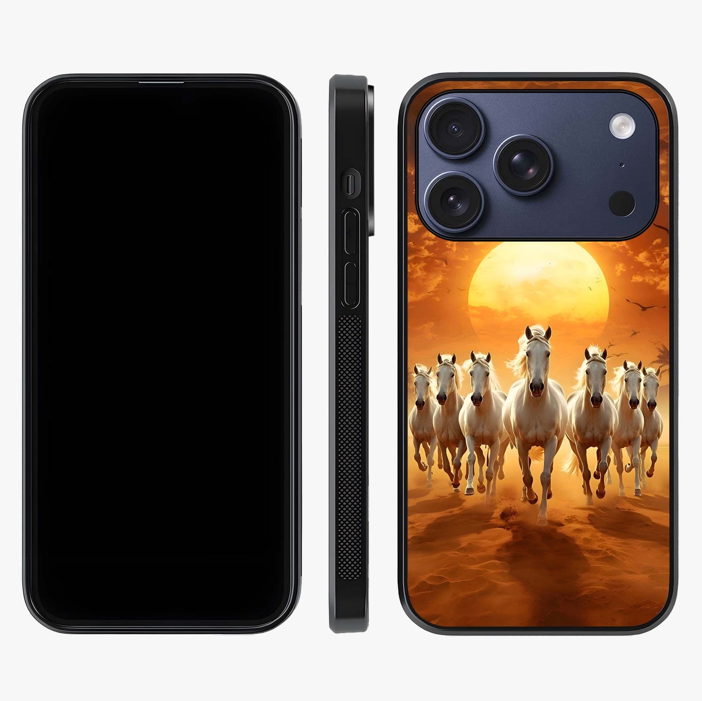 Wild Sunset Majesty Glass Case displayed upright for full design visibility and premium finish.