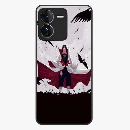 Crimson Crow Ascension Glass Case showing flat back view with mystical crow artwork and glossy glass finish.