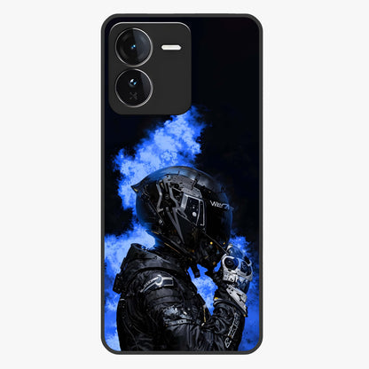 Cyber Sentinel Protocol Glass Case showing flat back view with futuristic cyber themed artwork and glossy glass finish.