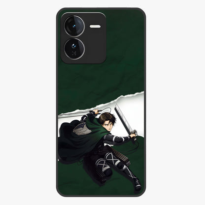 Emerald War Vanguard Glass Case showing flat back view with powerful warrior themed artwork and glossy glass finish.