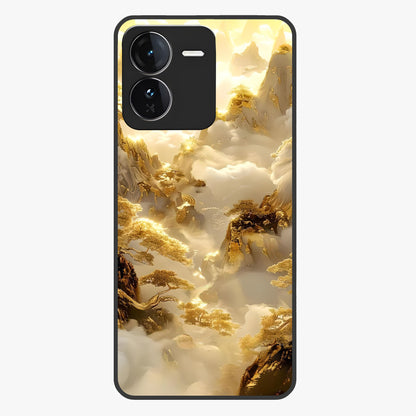 Gates Of Illumination Glass Case showing flat back view with mystical illuminated gate artwork and glossy glass finish.