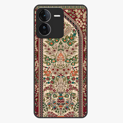 Persian Inspired Glass Case showing flat back view with ornate Persian style pattern artwork and glossy glass finish.