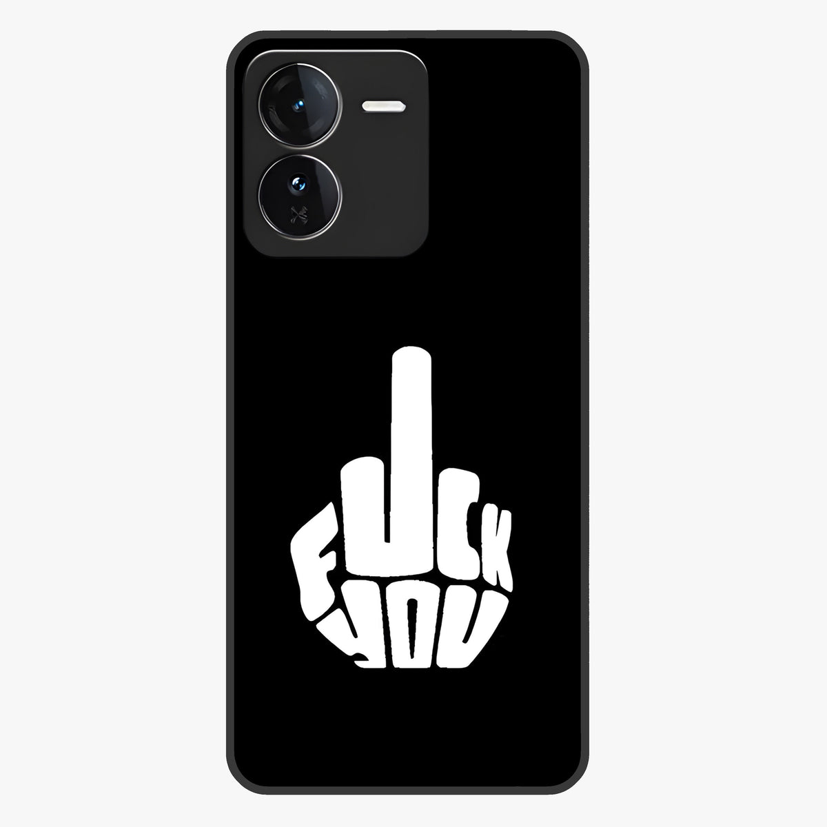 Rebel Mode On Glass Case showing flat back view with bold rebellious typography artwork and glossy glass finish.