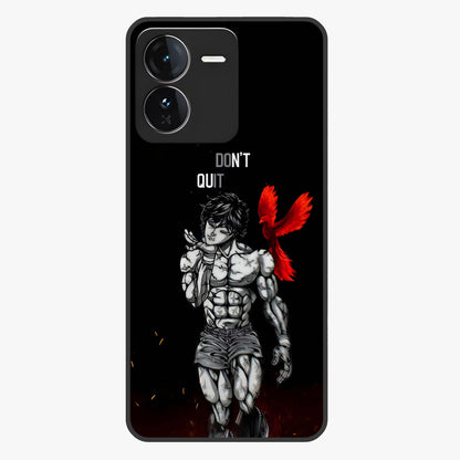 Rise Beyond Limits Glass Case showing flat back view with motivational typography artwork and glossy glass finish.