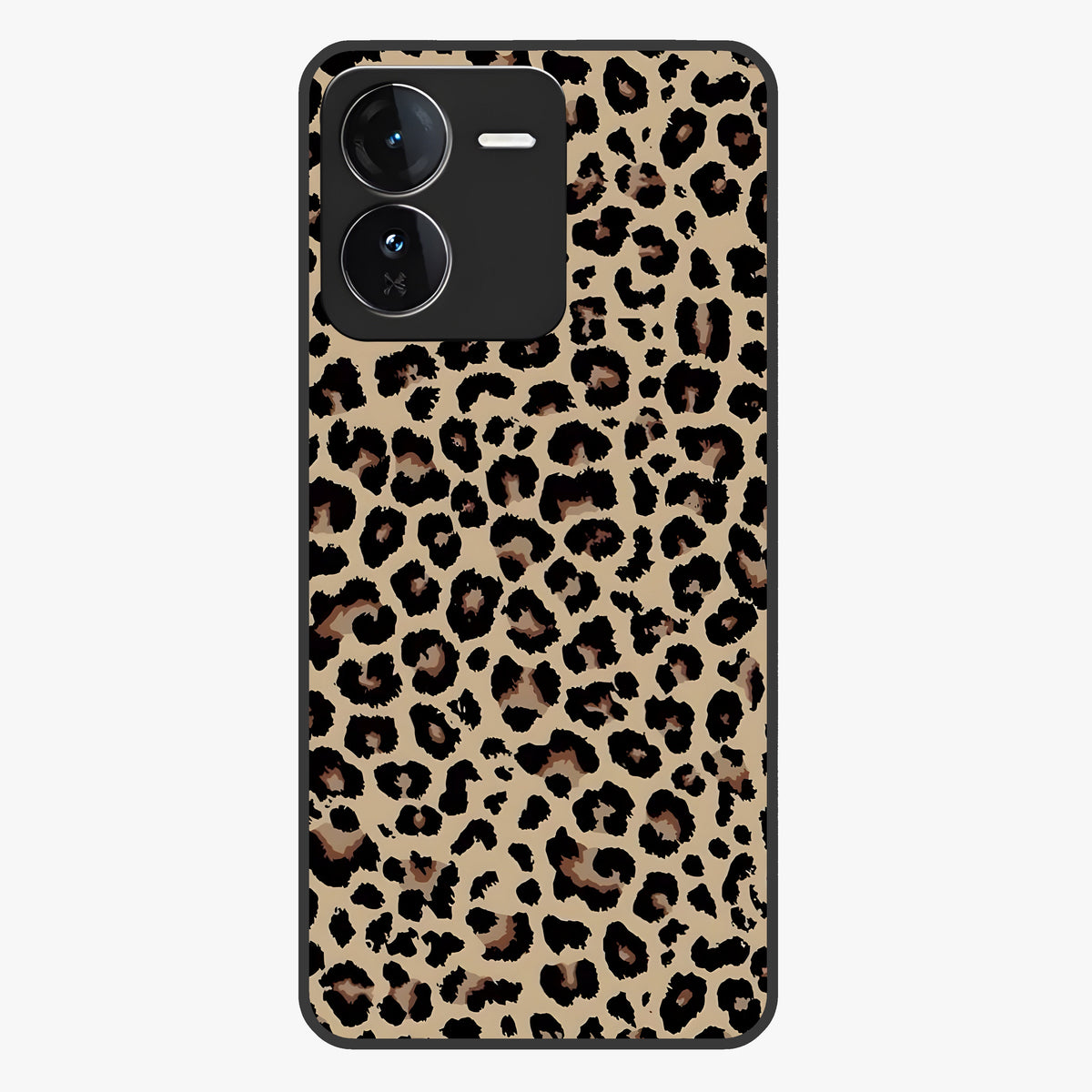 Savage Chic Pattern Glass Case showing flat back view with stylish patterned artwork and glossy glass finish.
