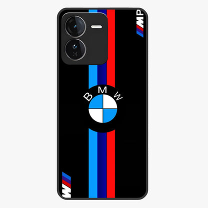 Turbo BMW Beast Glass Case showing flat back view with high performance sports car artwork and glossy glass finish.
