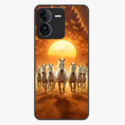Wild Sunset Majesty Glass Case showing flat back view with majestic sunset landscape artwork and glossy glass finish.