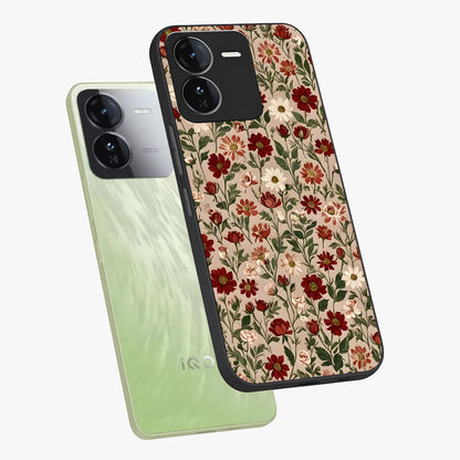 Biege Flower With Leaf Glass Case displayed in angled mockup highlighting minimal floral leaf design and elegant aesthetic.