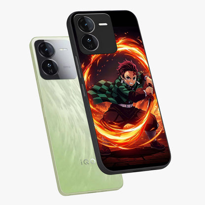 Blazing Sword Resolve Glass Case displayed in angled mockup highlighting powerful sword illustration and bold fantasy theme.