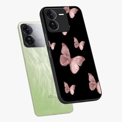 Butterfly Pattern Glass Case displayed in angled mockup highlighting delicate butterfly design and aesthetic pattern style.