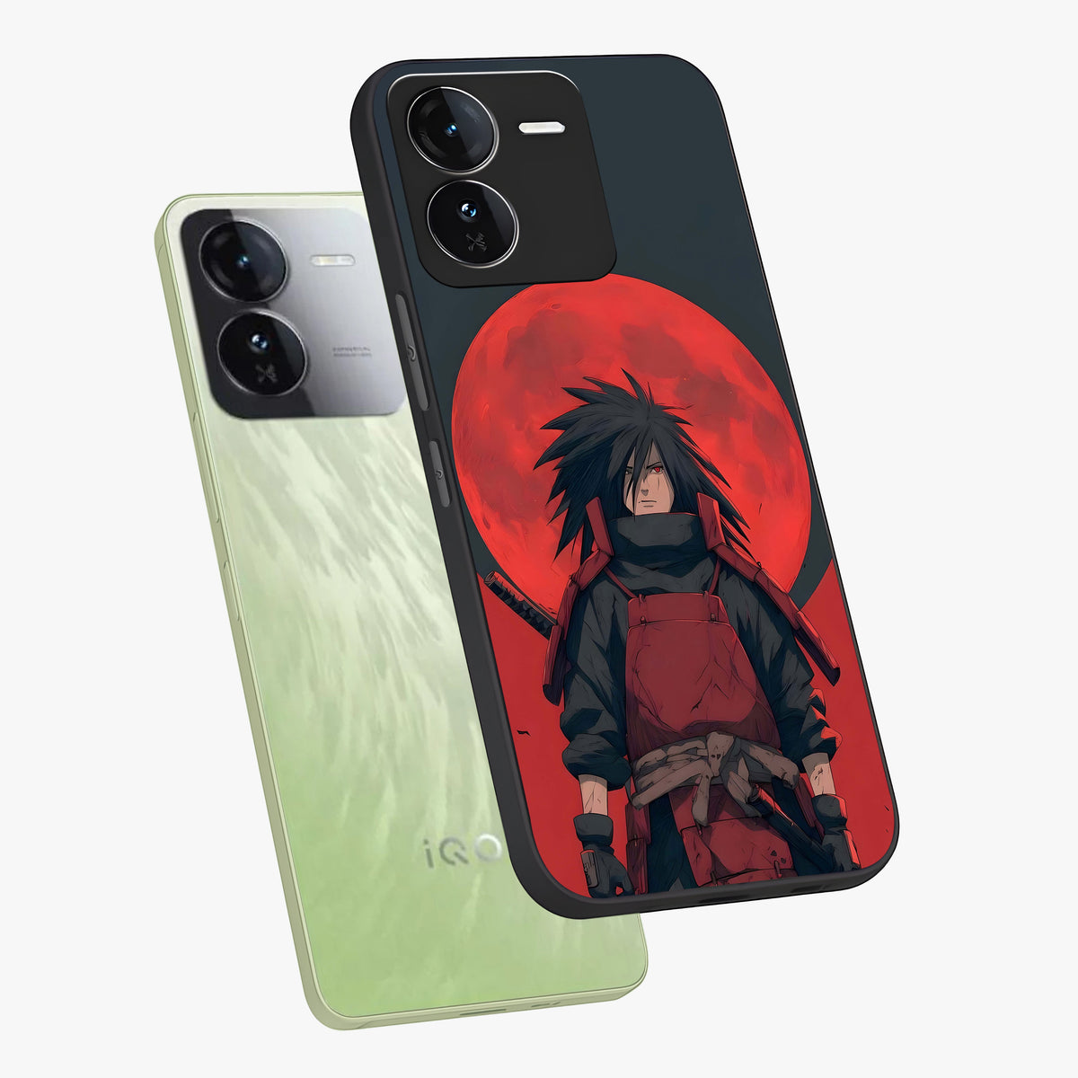 Crimson Moon Warlord Glass Case displayed in angled mockup highlighting dramatic crimson moon design with fantasy aesthetic.
