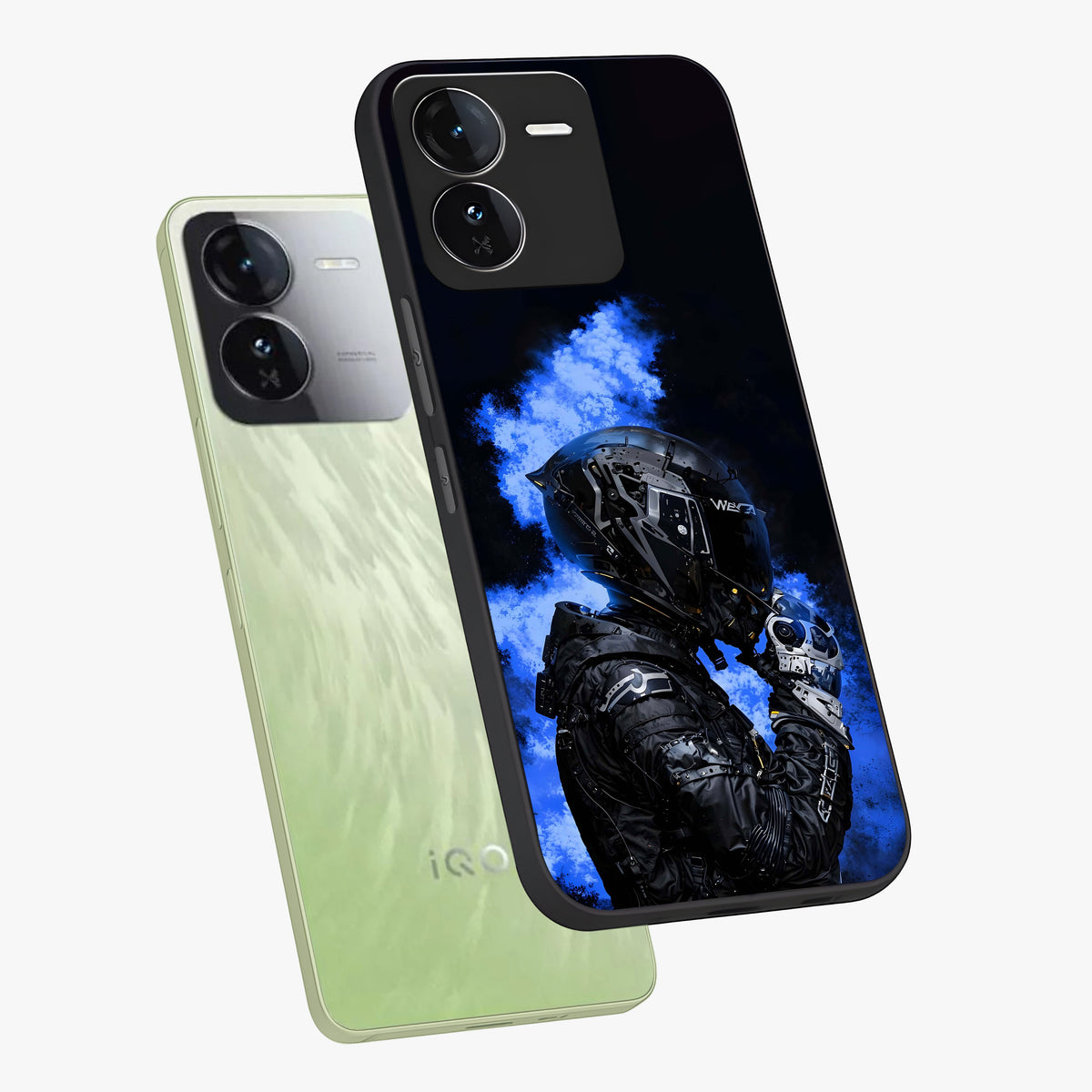 Cyber Sentinel Protocol Glass Case displayed in angled mockup highlighting digital cyber design with sci-fi aesthetic style.