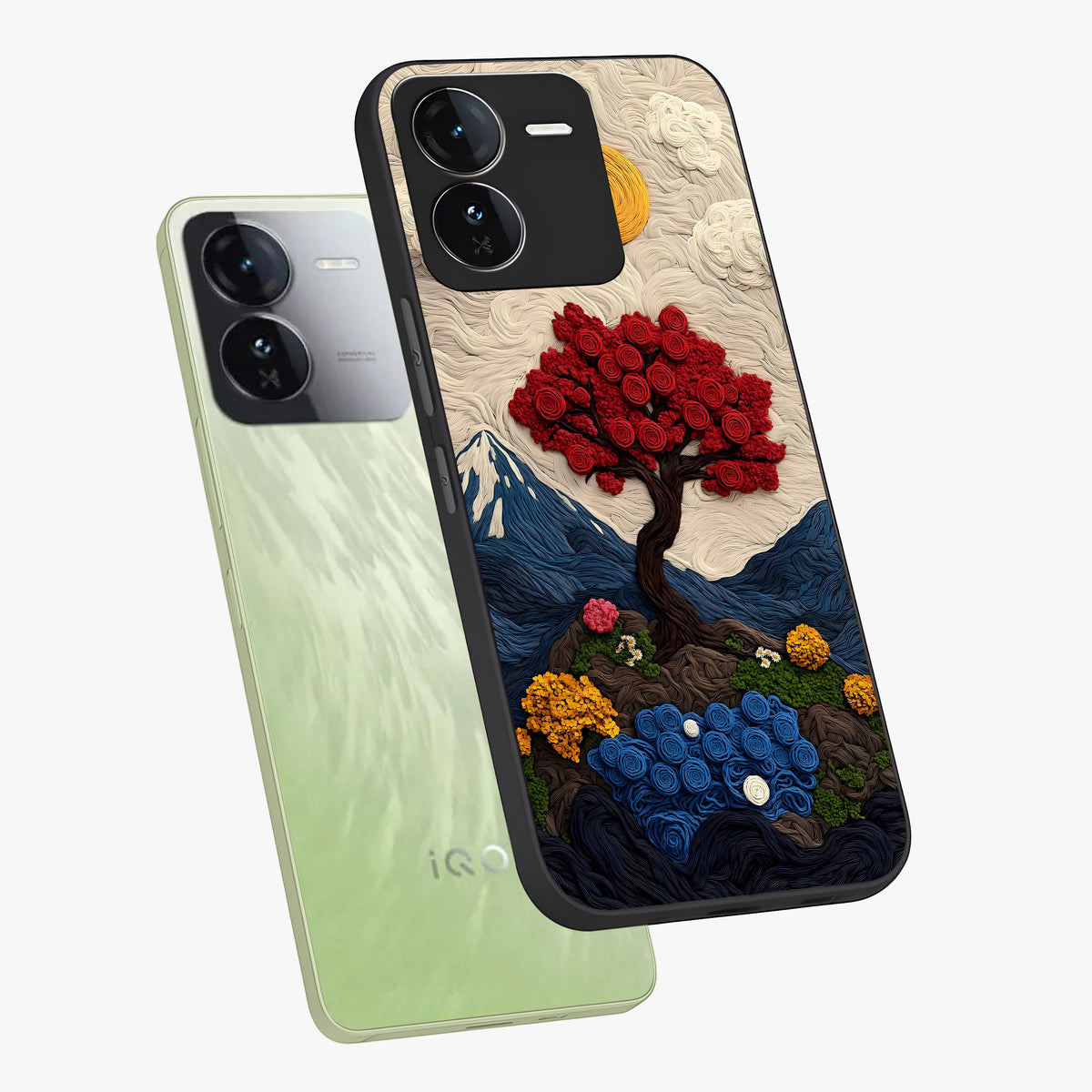 Eternal Nature Tapestry Glass Case displayed in angled mockup highlighting detailed botanical pattern with artistic aesthetic.