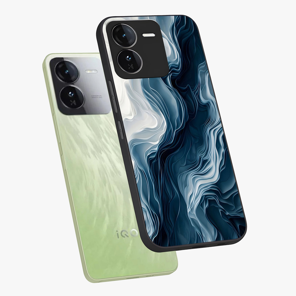 Ethereal Paper Marble Glass Case displayed in angled mockup highlighting elegant marble pattern with modern aesthetic style.