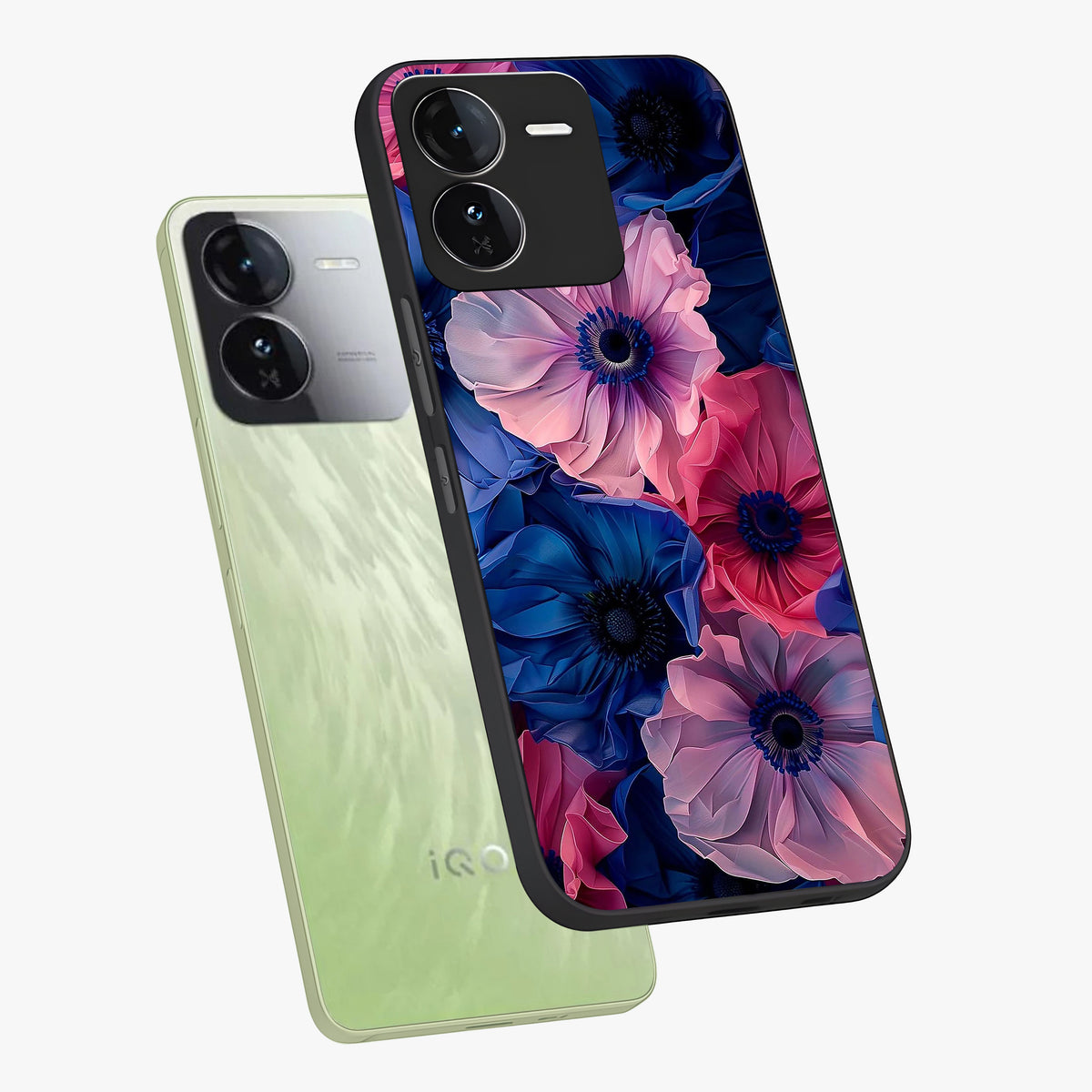 Flower Paper Art Pattern Glass Case displayed in angled mockup highlighting layered paper flower design with artistic aesthetic.