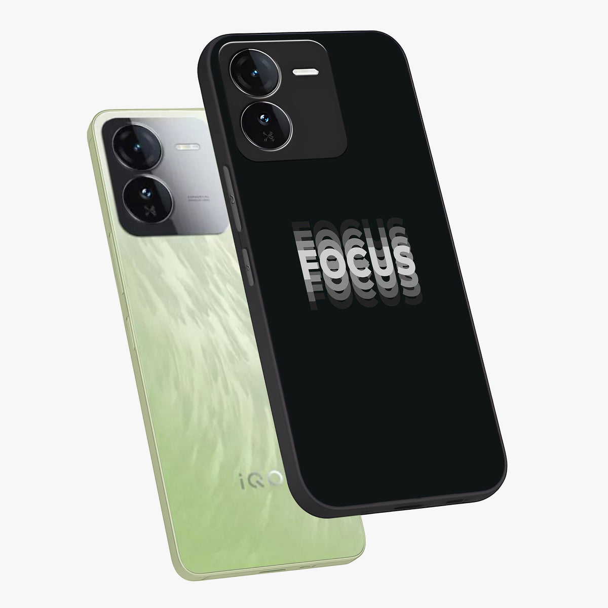 Focus Mode On Glass Case displayed in angled mockup highlighting clean minimal text artwork with modern aesthetic style.