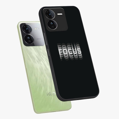 Focus Mode On Glass Case displayed in angled mockup highlighting clean minimal text artwork with modern aesthetic style.