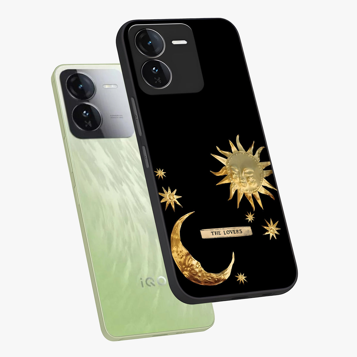 Gold Sun Blush Glass Case displayed in angled mockup highlighting radiant sun design with warm golden aesthetic.